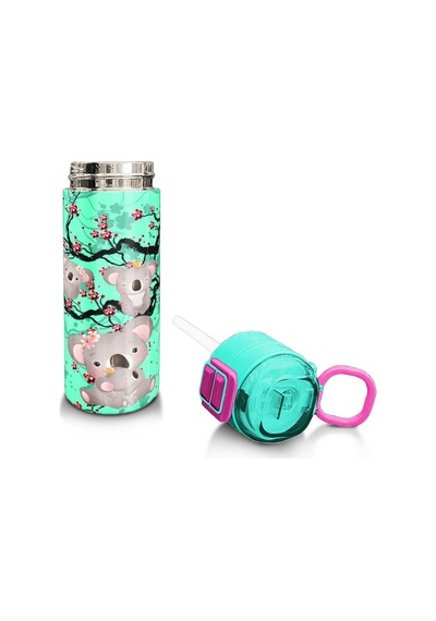 Coral High Kids Su Yeşili Koala Desenli Pipetli Ve Direkt İçim Çelik Termos 500 Ml 31927 Su Yeşili