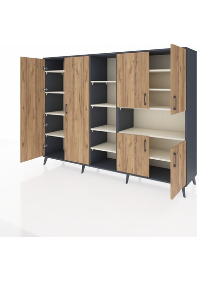 Hyperion Dolap 13 Raflı 6 Kapaklı 220x44x163 Antrasit-çam/aytaşı Atlas Çam/aytası - Antrasıt Hyperion Dolap 13 Raflı 6 Kapaklı 220x44x163 Antrasit-çam/aytaşı Atlas Çam/aytası - Antrasıt