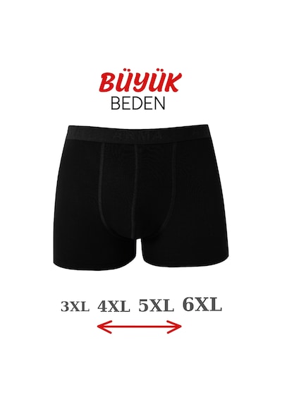 Arma Yıldız Gri - Siyah 10'lu Paket Büyük Beden Erkek Boxer Pamuklu Likralı-çok Renkli