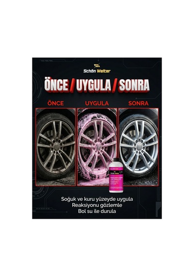 Araç Oto Pembe Jant Temizleyici - Renkli Köpük Sprey 500ml Flamıngo