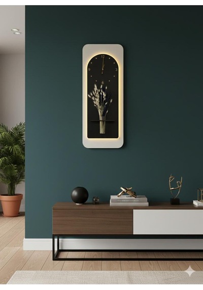 Açelya Ahşap Pilli Ledli İskandinav Tarzı Salon Duvar Rafı Modern Çiçeklik 40x100 Cm Paris Grisi - Antrasit