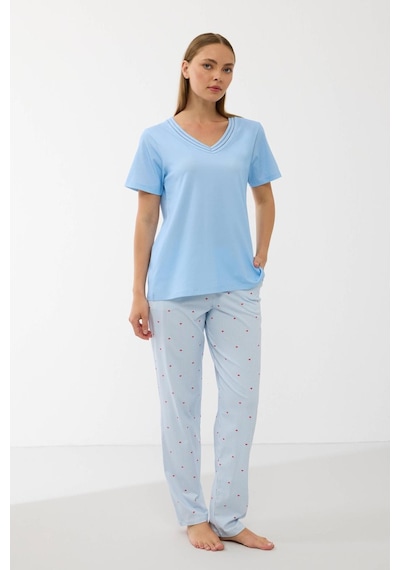 Anıl 11733 Kadın T-shirt Ve Pantolon Takım Açık Mavi