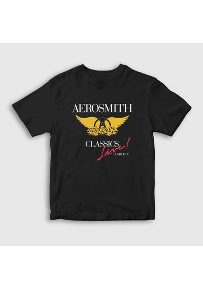 Presmono Unisex Çocuk Classics Aerosmith T-shirt Siyah