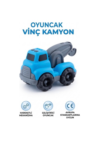 Oyuncak Vinç Kamyon Çekici Kamyon 17 Cm Eğitici Ve Güvenli Çocuk Oyuncak Araba