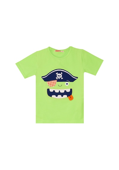 3D Yeşil Korsan Çocuk T-shirt Şort Bandana Takım