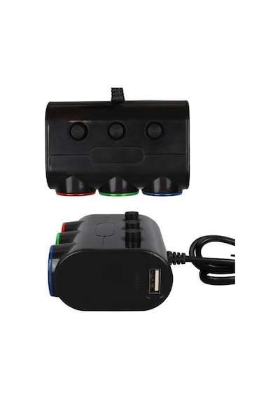 Olesson 1523 12-24v Çift Usb Girişli 120w 80cm Kablolu 3'lü Araç Çakmak Çoklayıcı