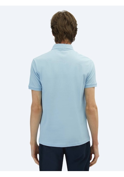 Kip Mavi Düz Polo Yaka %100 Pamuk T-shirt Mavi