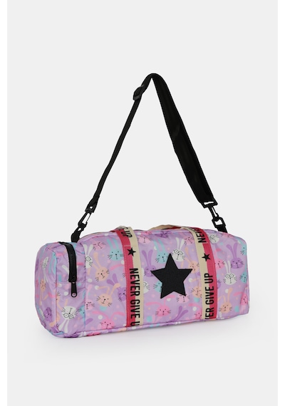 İcone Bag Çocuk Yıldız Logolu Spor Çanta, Çocuk Spor Çanta, Fermuarlı Detaylı Çocuk Spor Çanta Pembe - Mor