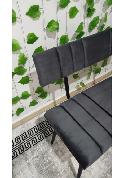 Özcan Metal Siyah Metal Ayaklı Metal Kasalı Sırtlı Mutfak Salon Antre Yatak Odası Balkon Puf Bank Bench Oturak Antrasit