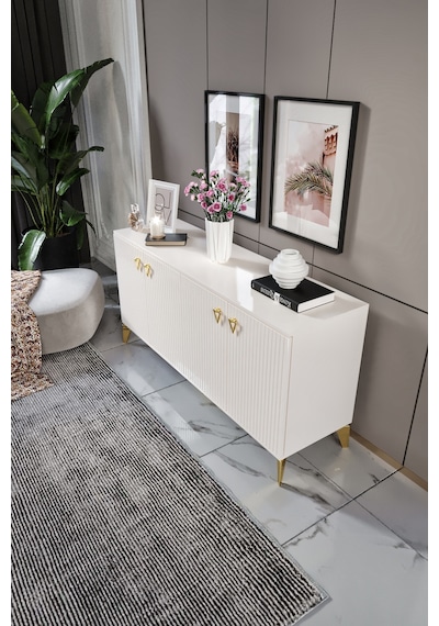 ZEUGMA KONSOL MDF MEBRAN KAPAK EKRU GOLD
