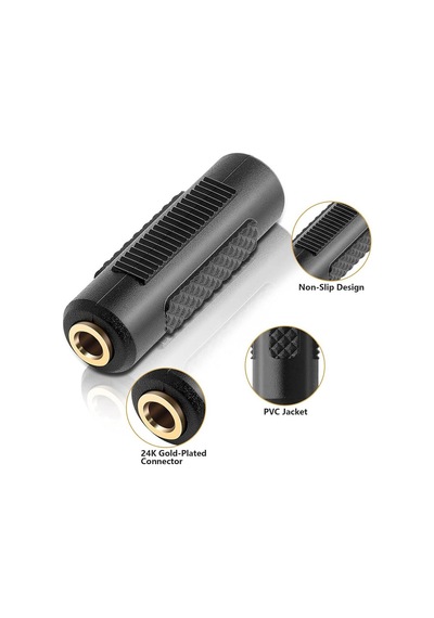 2 Adet - 3.5mm Stereo Dişi / Dişi Aux Kulaklık Mikrofon Ses Uzatma Adaptörü - Altın Uçlu