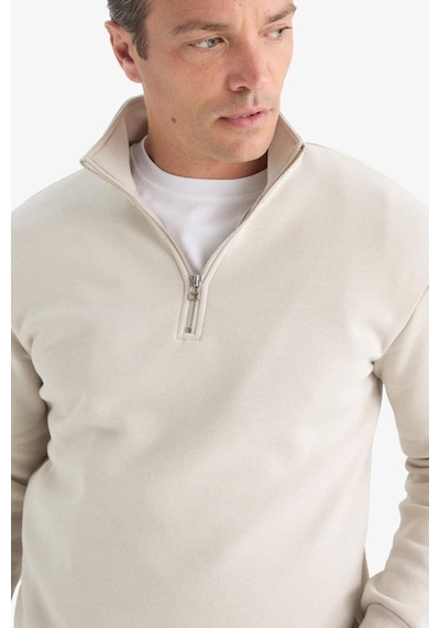 Defacto Regular Fit Dik Yaka Yarım Fermuarlı İçi Yumuşak Tüylü Basic Düz Sweatshirt X7405az25aubg766 Bej