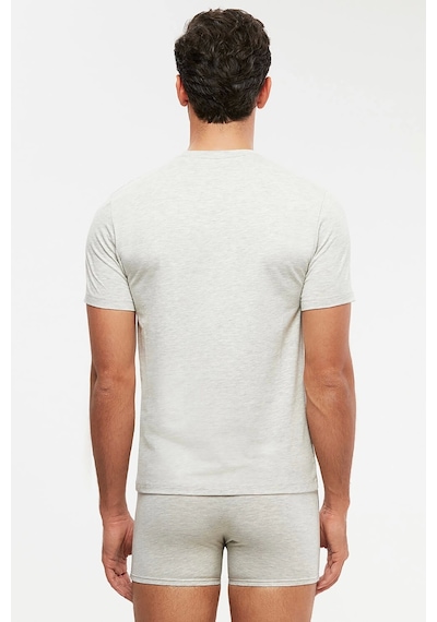 Kom James Bisiklet Yaka 2'li Erkek Tshirt - Gri