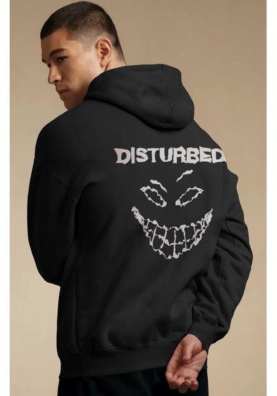 Sevbano Disturbed Rock Metal Müzik Grubu Baskılı Unisex Oversize Premium Siyah
