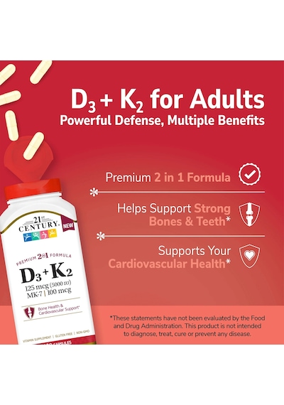 Vitamin D3 125 Mcg Plus K2-mk7 100 Mcg 120 Capsules