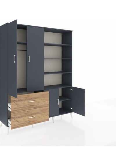 Hyperion Gardrop 7 Raflı 2 Çekmeceli Tek Askılı 176x44x221 Antrasit-antrasit/çam Antrasit/çam Hyperion Gardrop 7 Raflı 2 Çekmeceli Tek Askılı 176x44x221 Antrasit-antrasit/çam Antrasit/çam