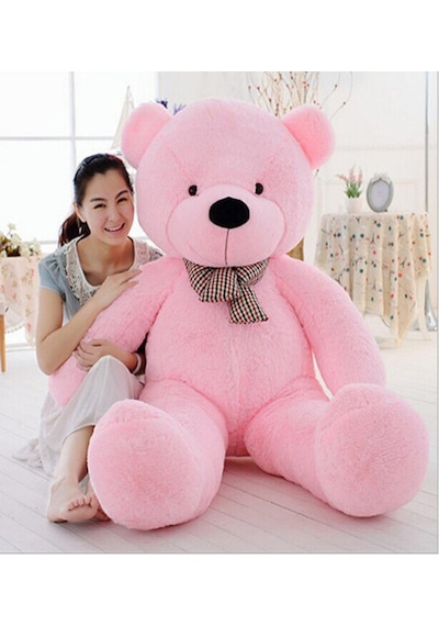 150 Cm Papyonlu Peluş Ayı-dev Boy, % 100 Yerli - Sevgiliye Özel Hediye Pembe