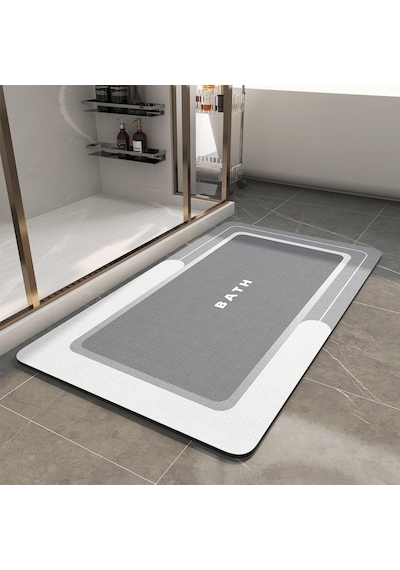 Banyo Paspası - Kaymaz Süper Emici Lekeye Dayanıklı Hızlı Kuruyan İnce Banyo Halısı - Küvet Vanity İçin Zemin Paspası - Kolay Bakım 40 X 60 Gri