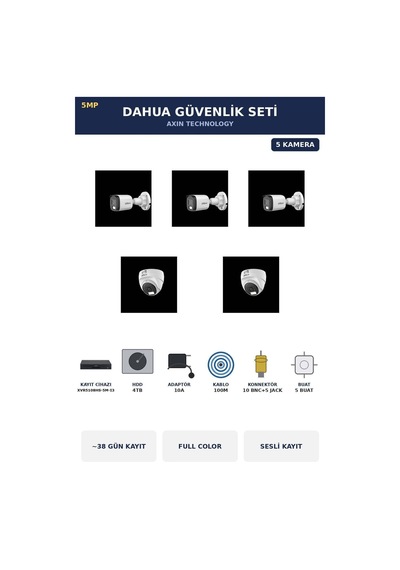 5 Kameralı 5mp Güvenlik Kamera Seti 5mp Full Color Sesli Dome+bullet 4tb 38 Gün Kayıt 65242973 5 Kameralı 5mp Güvenlik Kamera Seti 5mp Full Color Sesli Dome+bullet 4tb 38 Gün Kayıt 65242973