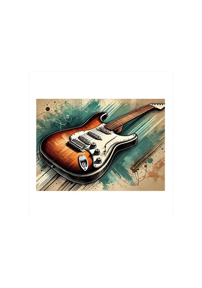 Klasik Elektro Gitar Hediyelik Mdf Tablo