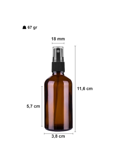 Afracam Amber 50 Ml Kapaklı Sprey Dezentektan Cam Şişe 30 Adet Siyah