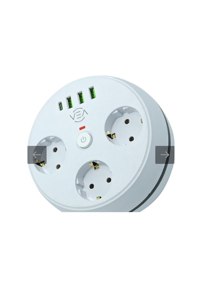 Ve-26583 3'lü 1.5 Metre Kablolu 3 Usb + Type-c Girişli Akım Korumalı Grup Priz