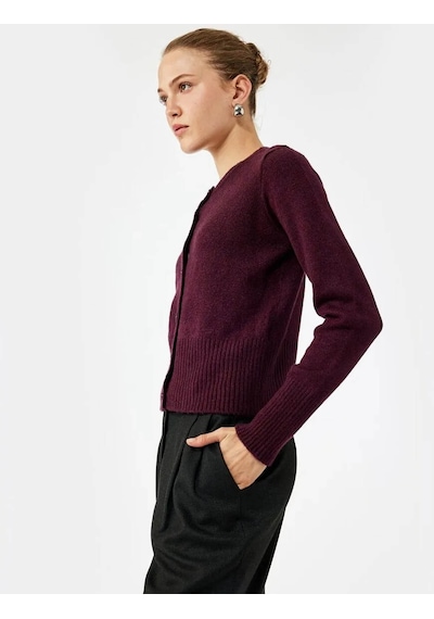 Koton Düğmeli Triko Bordo Kadın Hırka 6wak90041ht Bordo