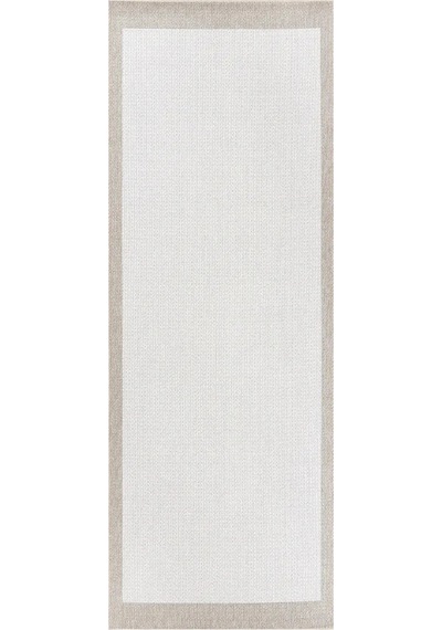 Hoom Rugs Lora 3204 Bej Çerçeveli Pamuk Taban Hav Toz Vermez Sisal Halı
