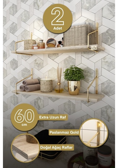 Bino Banyo Rafı Gold Paslanmaz Banyo Düzenleyici