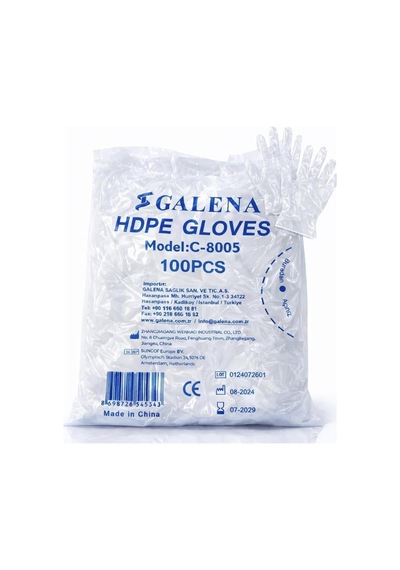 Galena Hdpe Şeffaf Eldiven, Tek Kullanımlık, Gıda Ve Temizlik İçin, 100 Adet