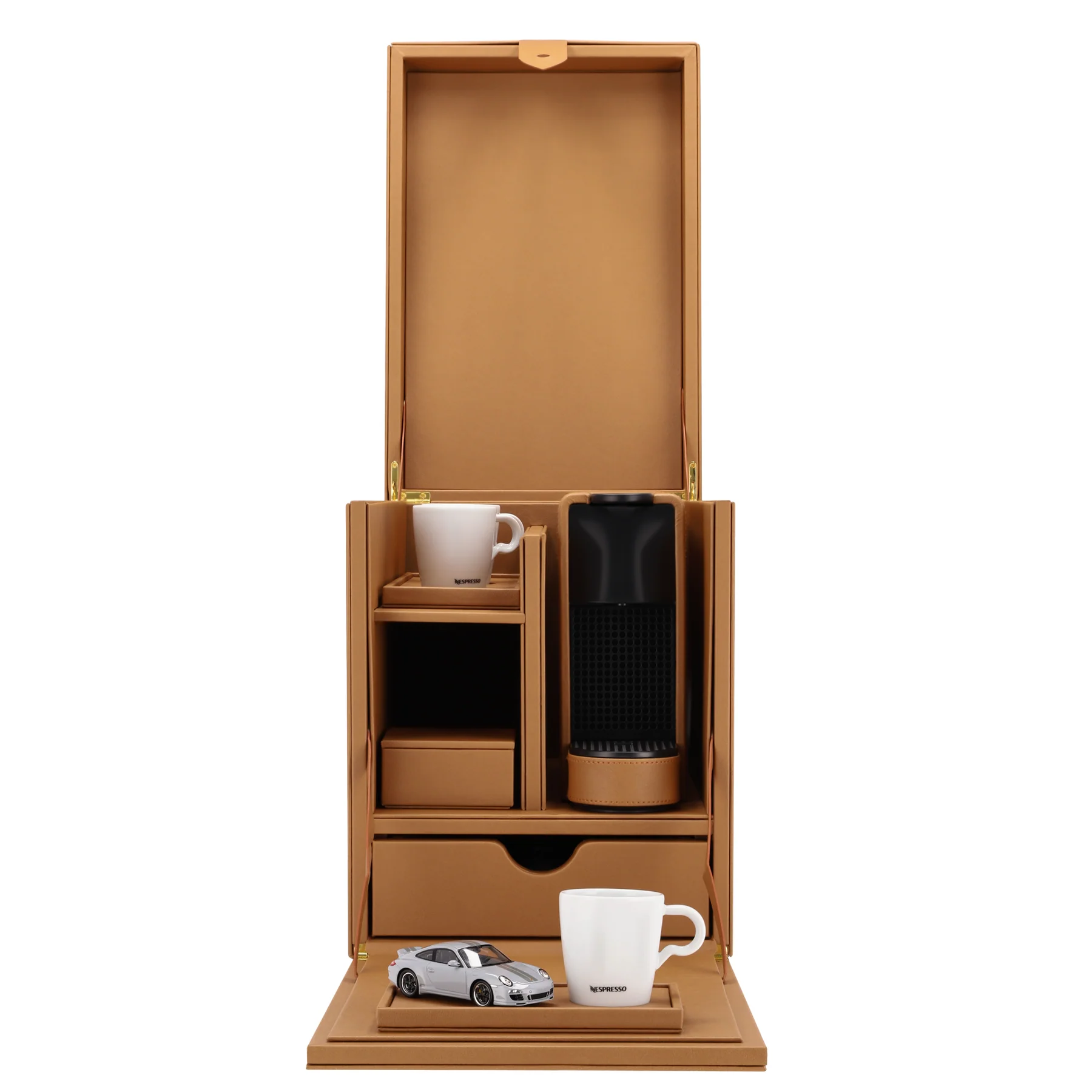 Nespresso Essenza Mini Kapsül Kahve Makinesi ve Deri Saklama Sandığı