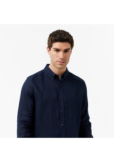 Nautica Regular Fit Erkek Keten Gömlek W65101t Lacivert