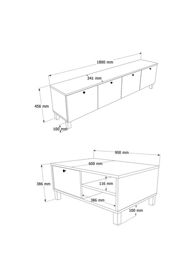 Yurudesign Nord Tv Ünitesi Orta Sehpa 2'li Set Ahşap Ayaklı Sepet-beyaz Nd20-sw