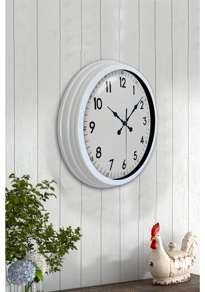 40 Cm Beyaz Metal Standart Duvar Saati Metal Standart Beyaz Kadran 67857430