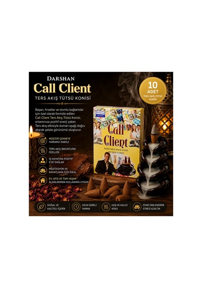 Darshan Call Client Ters Akış Backflow Tütsü Konisi 10'lu Paket