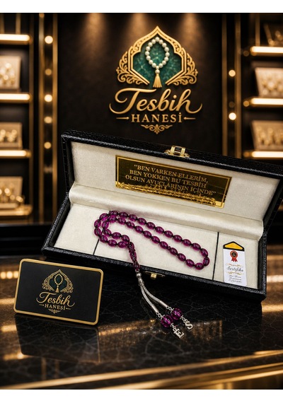Tesbih Hanesi Ateş Kehribar Tesbih Harfli Kişiye Özel Seri Sıkma Kehribar Tesbih Usta Işi Tesbih Gümüş Kaplama Pembe