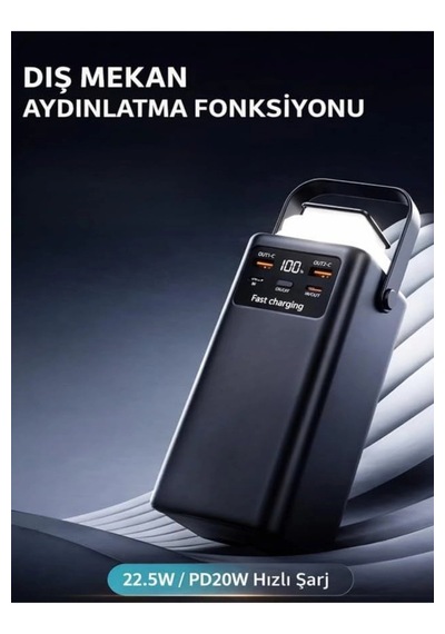 Acl 50.000 Mah Ultra Yüksek Kapasiteli Hızlı Şarj Powerbank - Taşınabilir Güç Ünitesi - Kamp Batarya Siyah