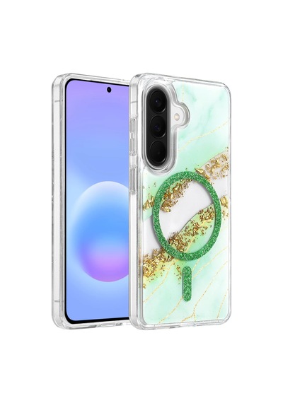 Onegif Samsung Uyumlu Galaxy A57 5g Lotus Simli Magsafe Kapak - Yeşil