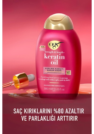 OGX Keratin Oil Kırılma Karşıtı Sülfatsız Şampuan 385 ml + Saç Bakım Kremi 385 ml