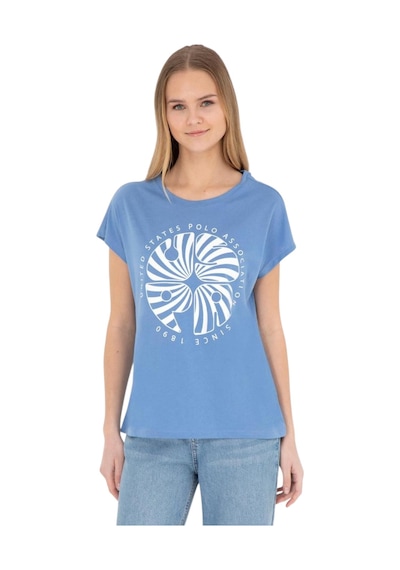 U.S. Polo Assn. Kadın Baskılı T-shirt Mavi