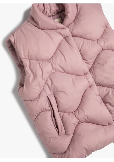 Koton Şişme Yelek Dik Yaka Fermuarlı Cepli Pembe 4skg20017aw Gülkurusu