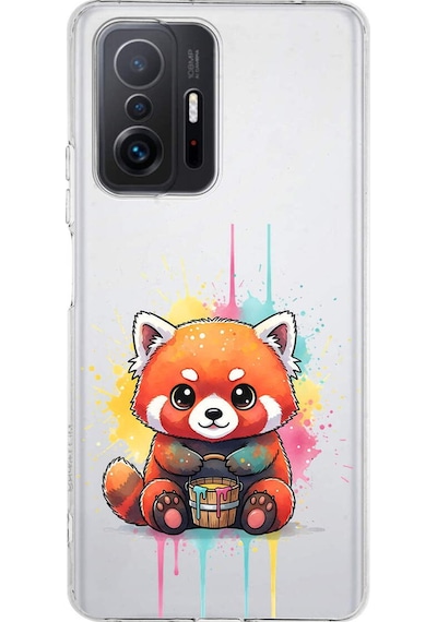 Xiaomi Mi 11t Pro İle Uyumlu Splash Tilki Tasarımlı Şeffaf Silikon Kılıf Şeffaf