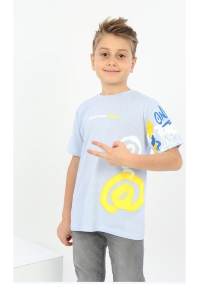 Toontoy Kids Toontoy Erkek Çocuk Soru İşareti Baskılı Tişört Mavi