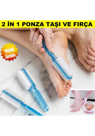 2in 1 Ayak Törpüsü Ponza Taşı Ve Fırça Ayak Rendesi Ölü Deri Temizeyici Ayak Bakım Fırçası