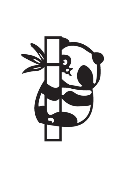 Panda Ve Bambu Oto Motor Laptop Duvar Folyo Sticker 40x52 Cm