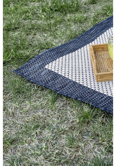 Fresco Ekru Lacivert İskandinav Jüt Yıkanabilir Halı Kilim Balkon Teras Salon Koridor Halısı 23745a Lacivert