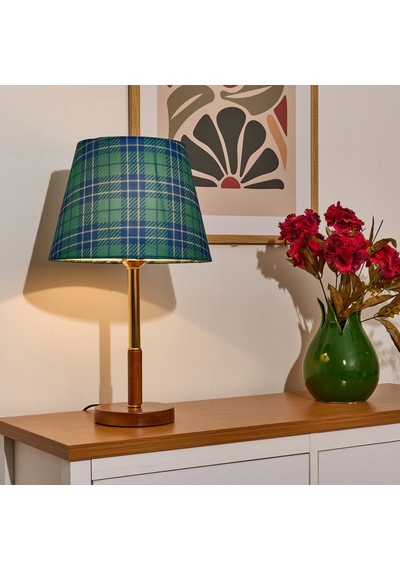 Lighting Ekose Desenli Abajur - Yeşil - 50 Cm Çok Renkli