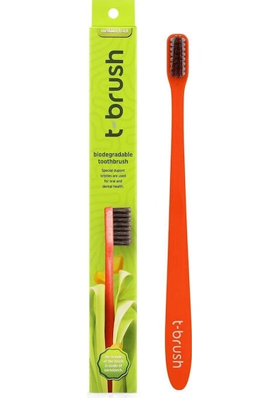 T Brush Bioçözünür Diş Fırçası Orta Sert Kırmızı