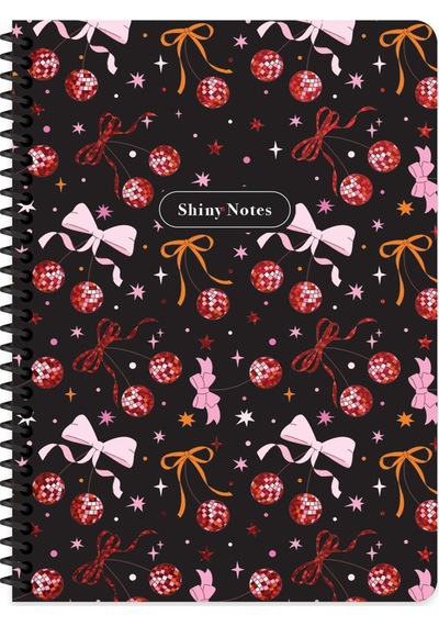 Keskin 16,5x 22,5 Çizgili Spiralli Işıltı Defter - Siyah Siyah