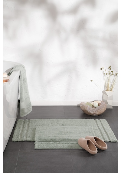 Yataş Bedding Felicia Banyo Paspası Seti - Nil Yeşili (50x60 cm + 60x100 cm) Nil Yeşili